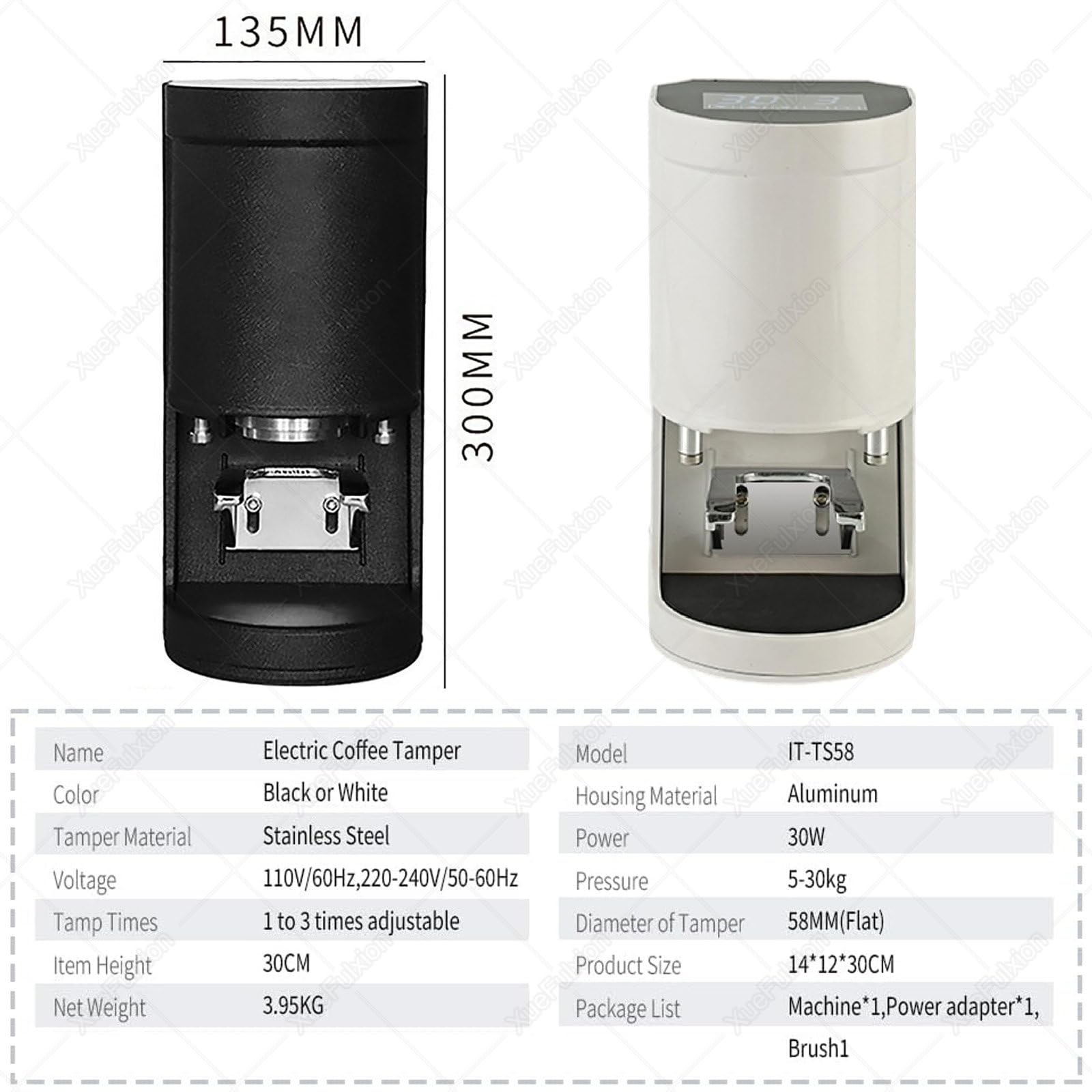 Prensador Eléctrico Automático De Café,Prensador De Café,Presión Ajustable Y Tiempos De Apisonamiento para Un Espresso Cada Vez,para El Hogar para Cafeterías White-flatsole