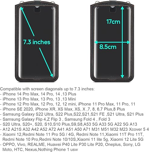 Miniatura 2 de Bolso cruzado pequeño para teléfono celular para mujeres y hombres, mini bolso de hombro de cuero con tarjetero y ranura para collar con cordón para