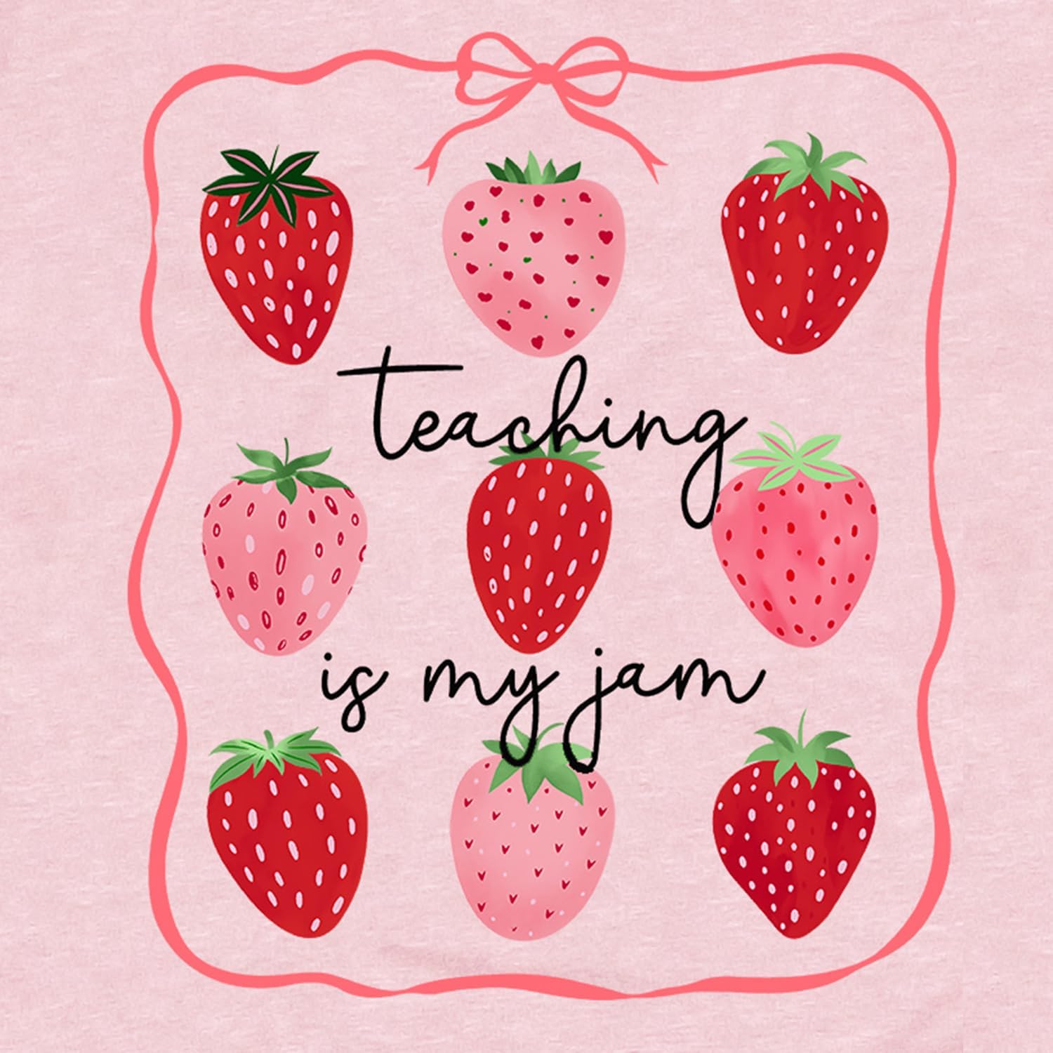 Teacher Shirts for Women Strawberry Teacher Tshirts Teaching is My Jam Tee Tops Strawberry Lover Shirt - Image 6