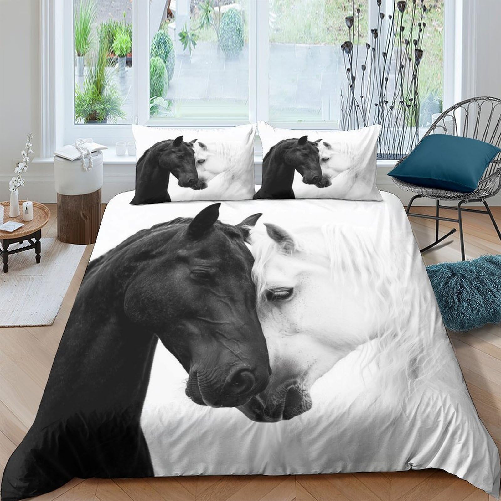 Housse de couette cheval 135x200cm pour créer une ambiance équestre dans la chambre