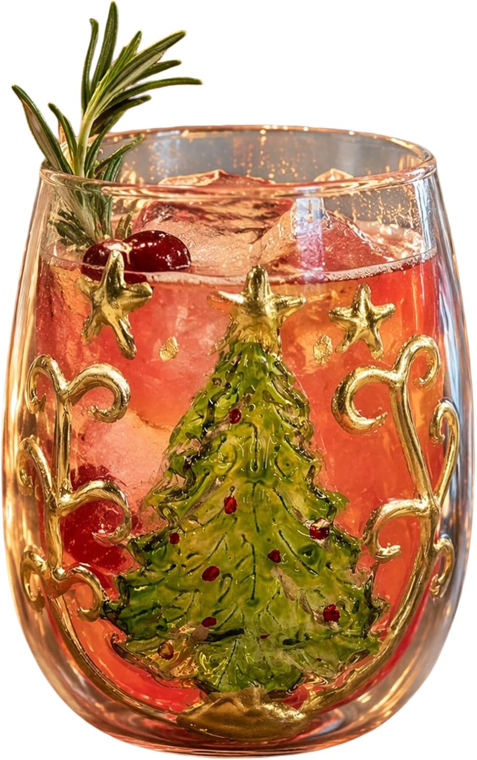 Christmas 3D Embossed Glass Drinkware Reindeer Cup