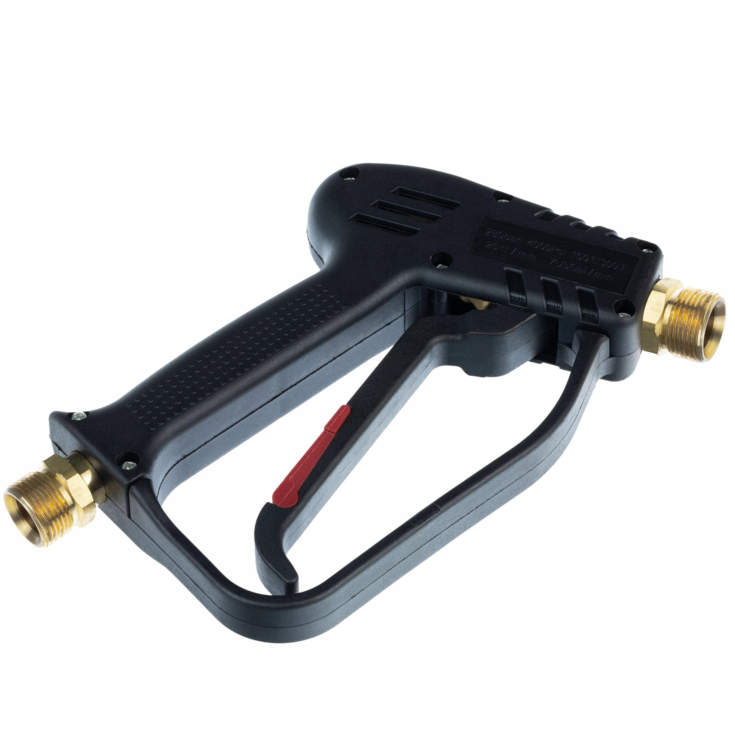 Lanza de alta presión con pistola y boquilla plana de acero inoxidable M22 x 1,5 – Profesional, mango recubierto de plástico, compatible con Kärcher HD/HDS, tecnología hidrodyanmic