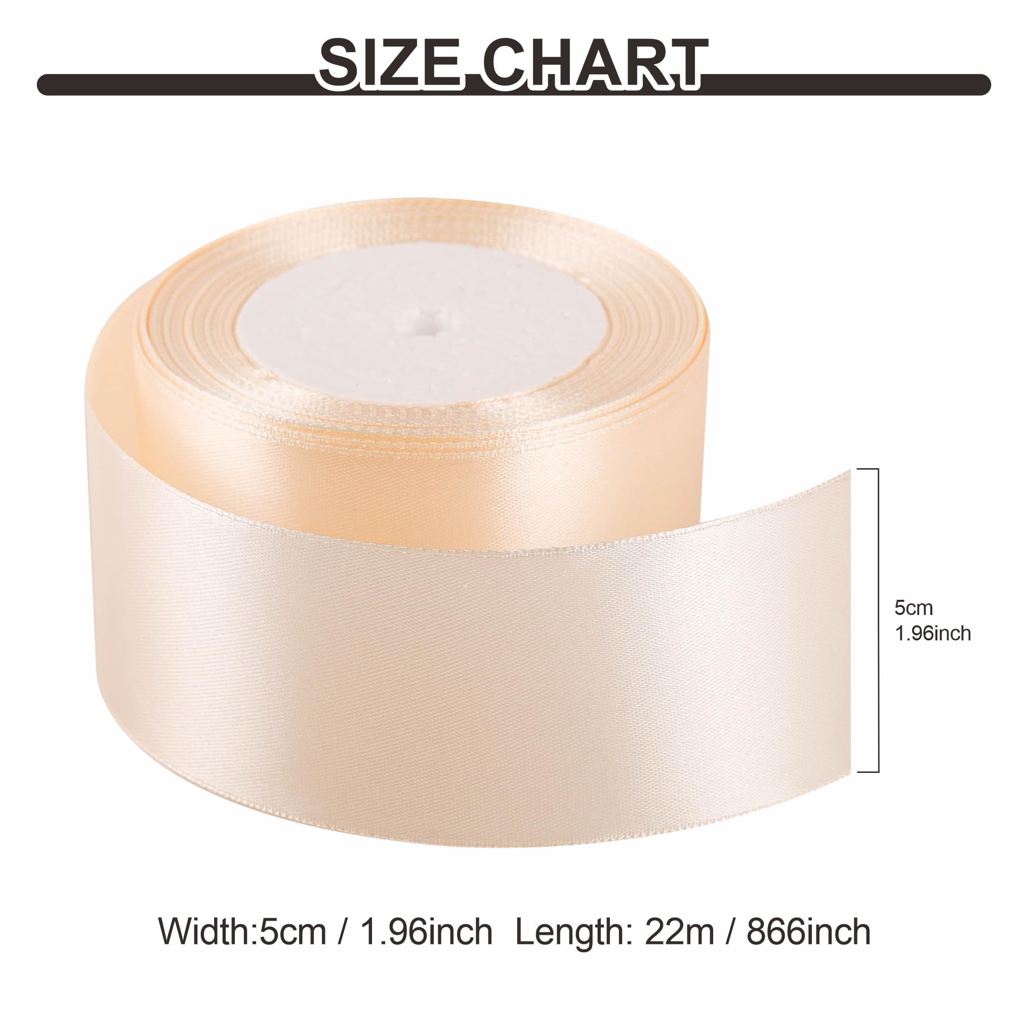 50mm Off-White Ribbon for Gift Wrapping 22M Thick Satin Ribbons Fabric 50mm for Christmas Day Decorative Ribbon Gift Wrapping Ribbons for Crafting Wedding Party Decoration - Image 3