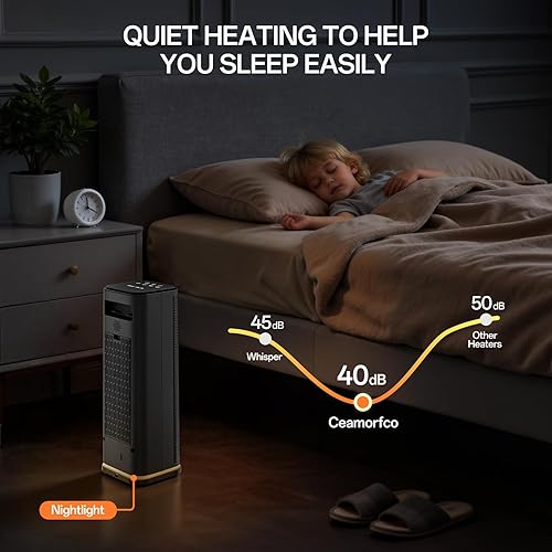 Miniatura 8 de Calentador de espacio, calentadores eléctricos portátiles para uso en interiores con termostato ajustable y control remoto, oscilación de 45,