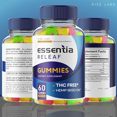 Miniatura 8 de Essentia Releaf Gomitas, suplemento dietético, fórmula extra fuerte para un bienestar total y completo (60 gomitas)