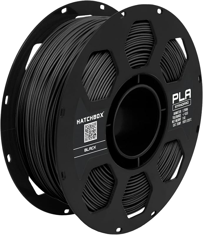 HATCHBOX PLA Filament 1.75mm Black, 3D Printer Filament 1KG Spool, Dimensional Accuracy +/- 0.03mm, Clog Free & Tangle Free, Vacuum Sealed with Desiccant