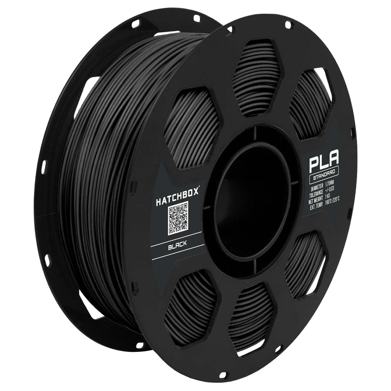 HATCHBOX PLA filament do drukarki 3D, tolerancja +/- 0,03 mm, szpula 1 kg, 1,75 mm, czarny, 1 sztuka