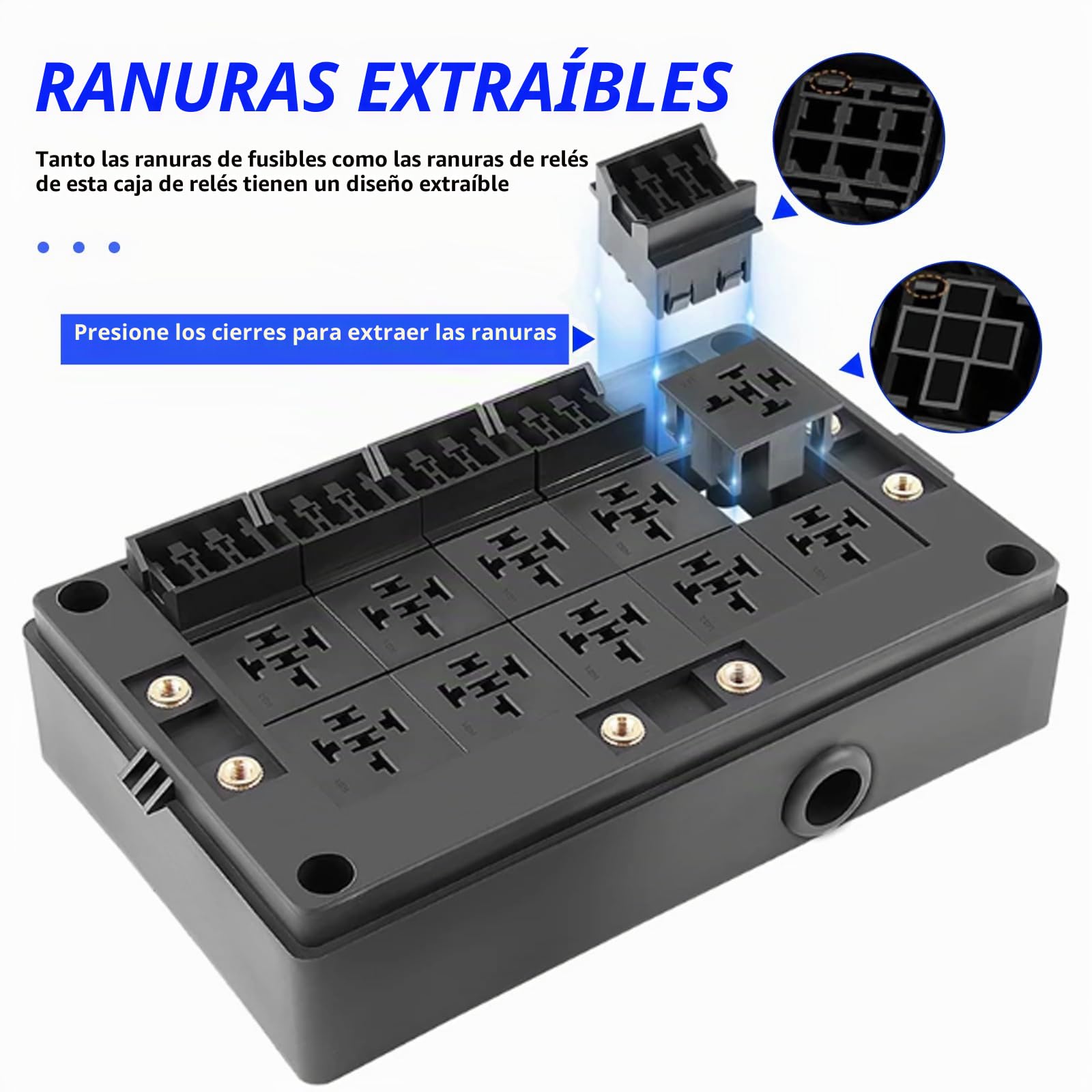 Caja Relé y Fusible 12 V con 15 Fusibles Cuchilla ATC/ATO, Caja Relé Fusible Universal Impermeable para Coche Camión Automóvil Barco Marino
