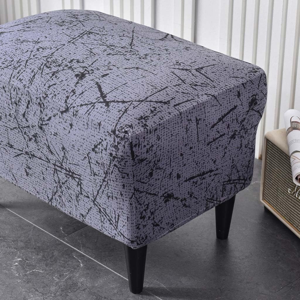 Rectangular Ottoman Cover Stretch Slipcover for Footstool Non-Slip Seat Protector with Elastic Bottom for Easy Fit Suitable for Small Ottomans and Footrests