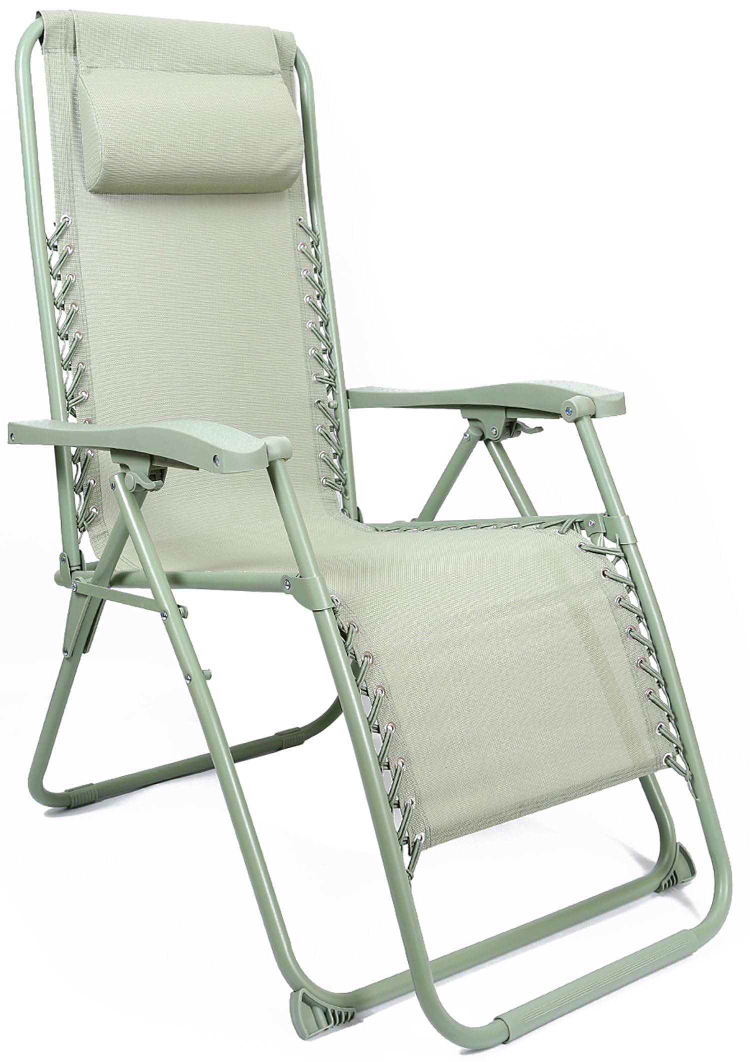 FUREINSTORE Outdoor Folding Sun Loungers - Zero Gravity Design for Garden, Beach, Pool and Terrace - Lightweight Steel Construction and Headrest Included (Green)