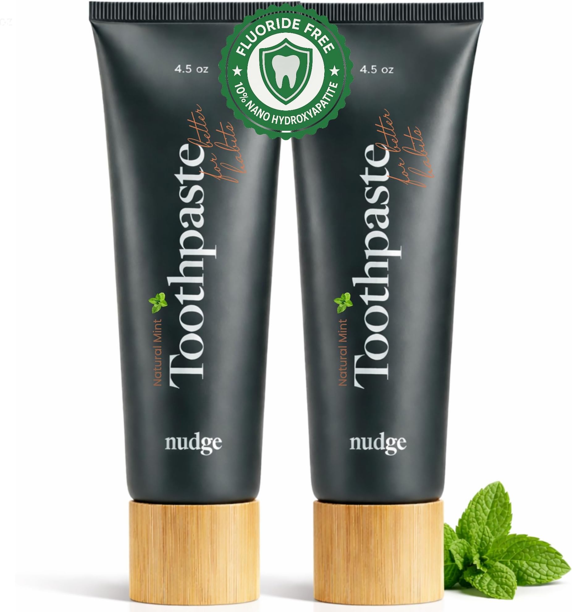 10% Nano Hydroxyapatite Toothpaste, Enamel Friendly Advanced Clean, Fluoride Free & SLS Free, Natural Mint, 4.5 oz (Pack of 2)