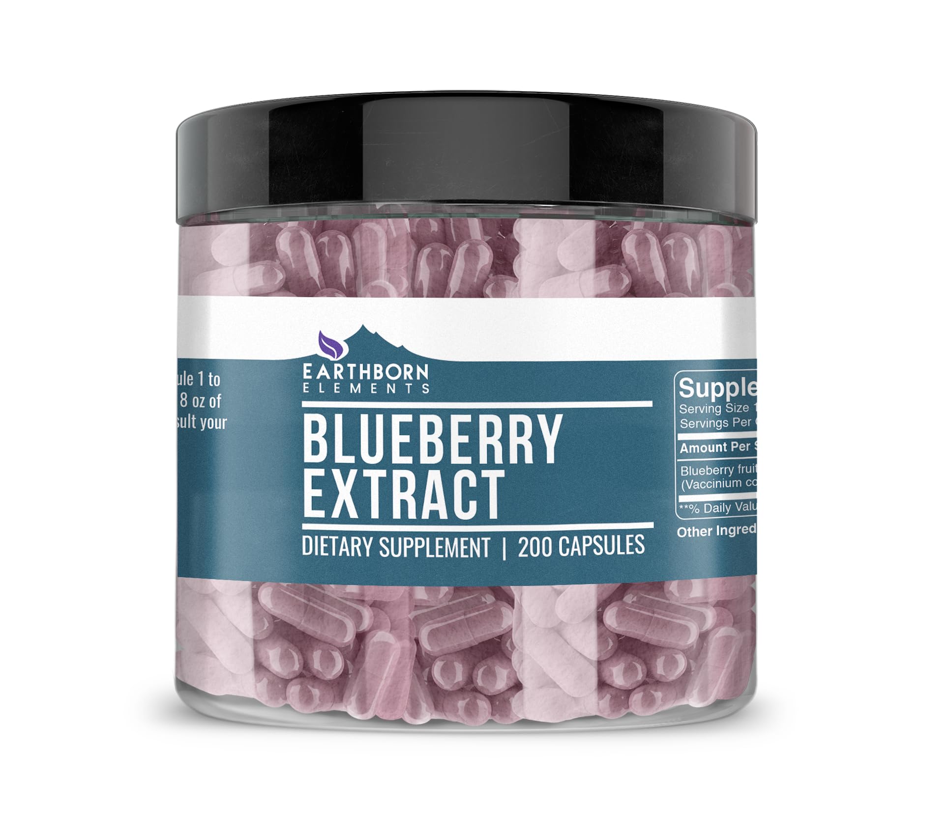 Earthborn Elements Blueberry Extract Capsules, Pure & Undiluted, No Additives 200 Count (Pack of 1)