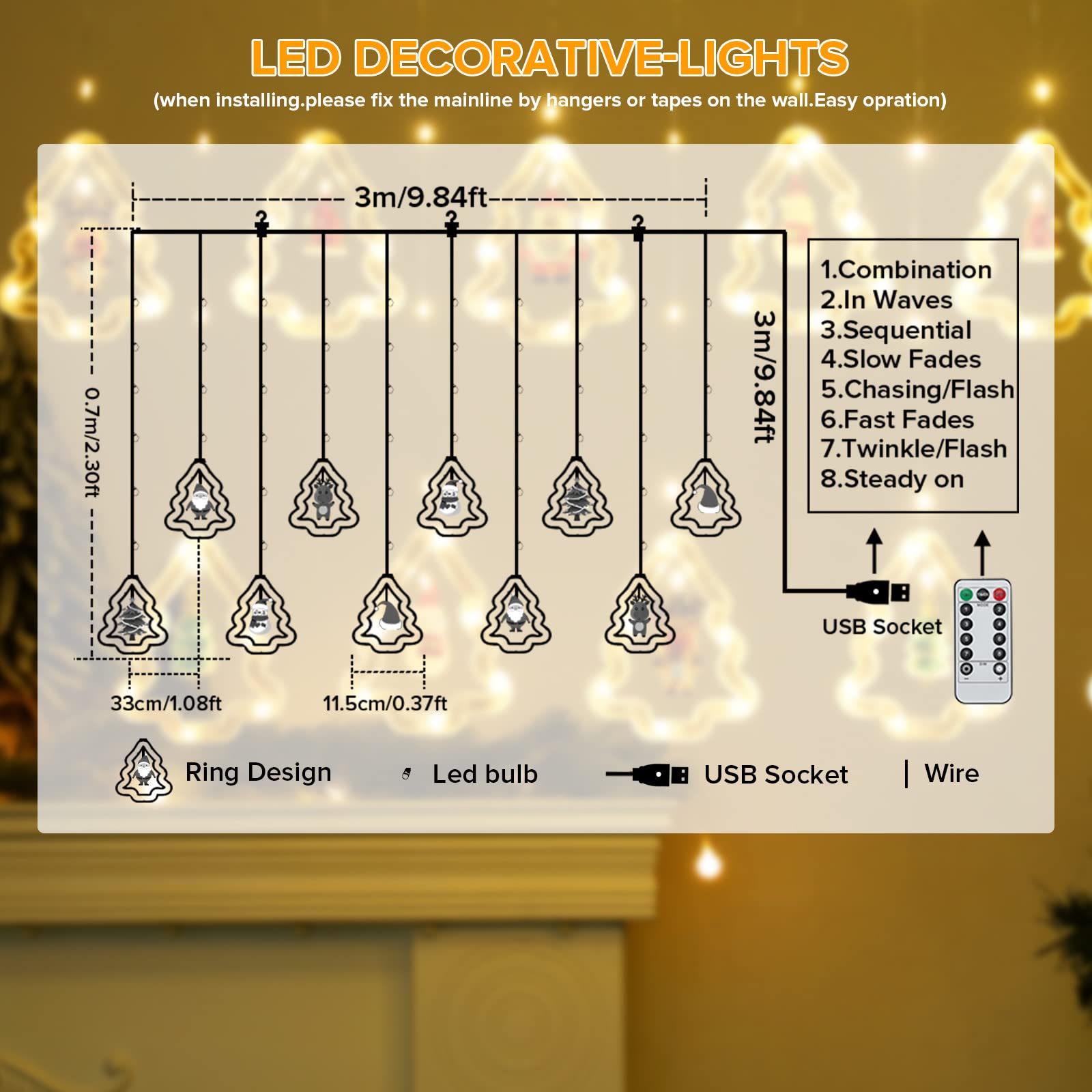 Prolunga 10 M Per Catena Tenda Serie Luci Di Natale Led Natalizie Da Esterno Impermeabile Ip44