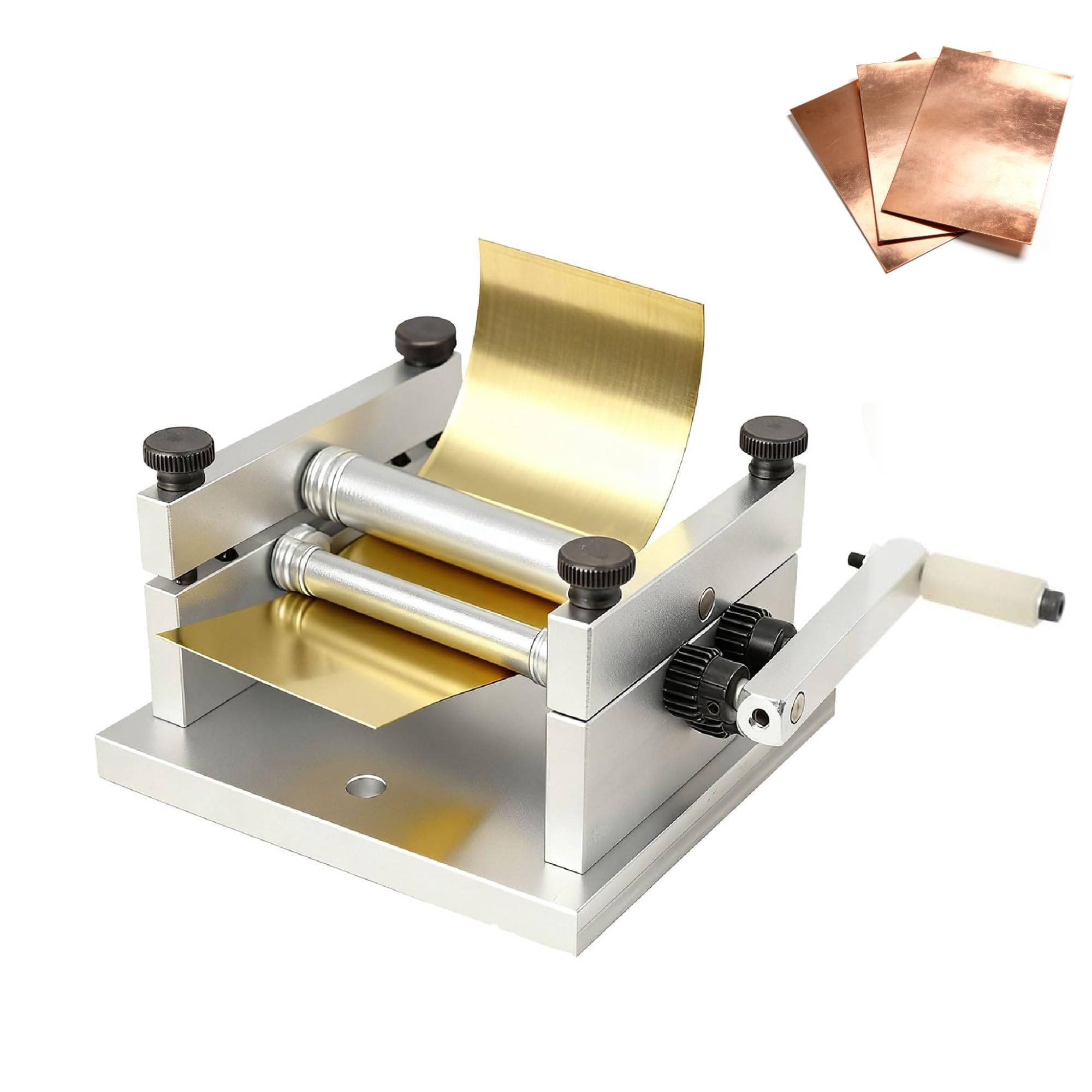 Ręczna walcarka do blachy, walcarka z rolkami o średnicy 12,5 mm, szerokość robocza 60 mm, konstrukcja ze stopu aluminium – do samodzielnego tworzenia biżuterii i obróbki miękkich metali
