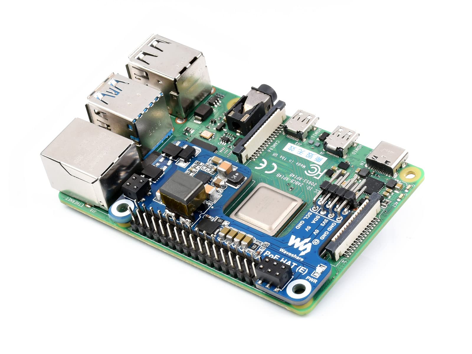 Waveshare POE Hat for Raspberry Pi 4B 3B+, IEEE 802.3af-Compliant,Power Over Ethernet Hat (E) Expansion Board for Raspberry Pi,5V Power Output