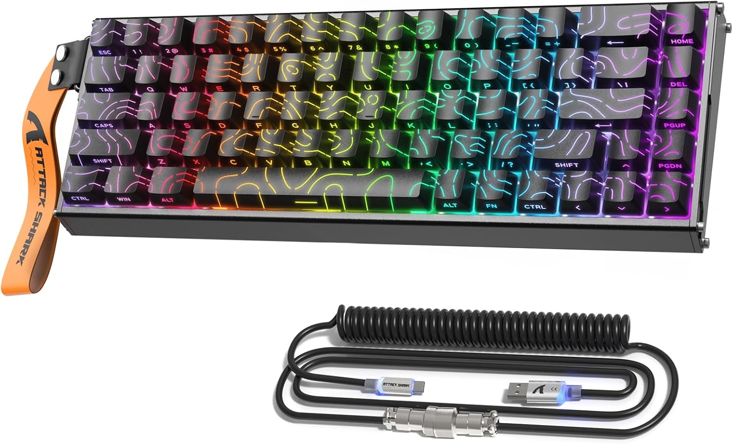 ATTACK SHARK X68MAX HE 60% Wired Magnetic Switch Keyboard,Full Aluminum CNC,0.005mm RT Accuracy,8KHz Rapid Trigger Mechanical Gaming Keyboard,Adjustable Actuation,RGB Coiled Cable for FPS Games,Black ATTACK SHARK X68MAX HE 60% Wired Magnetic Switch Keyboard,Full Aluminum CNC,0.005mm RT Accuracy,8KHz Rapid Trigger Mechanical Gaming Keyboard,Adjustable Actuation,RGB Coiled Cable for FPS Games,Black