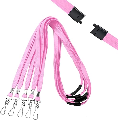 AMFLY Breakaway Lanyards for ID Badges - Soft Pink Lanyard with Detachable Safet