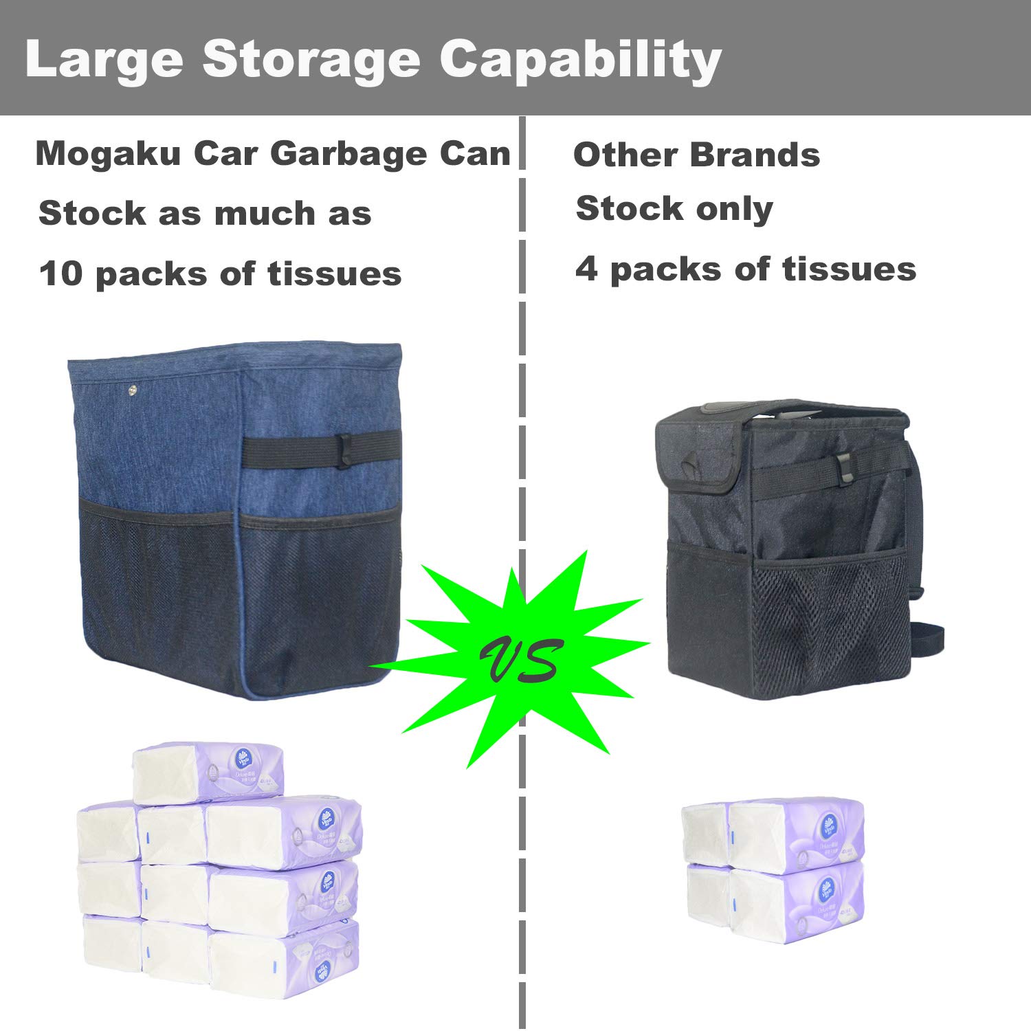 Get Discount 70% Price Car Organizers and Storage Bag with Mesh Pockets Collapsible Waterproof Trash Can for Car Trash Bag Hanging Backseat Car Organizer fits Truck Pickup SUV