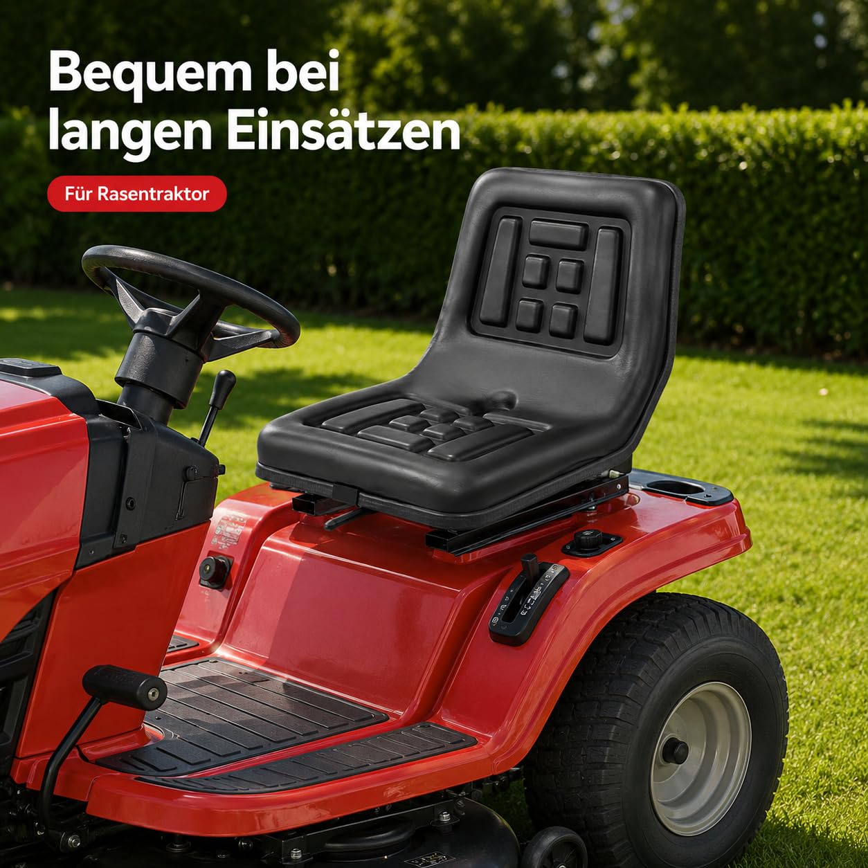 Siège de tracteur, siège rembourré pour tracteur à gazon avec traîneau réglable, siège pour tracteur, tondeuse à gazon, chargeur compact, noir, 44,5 cm de large