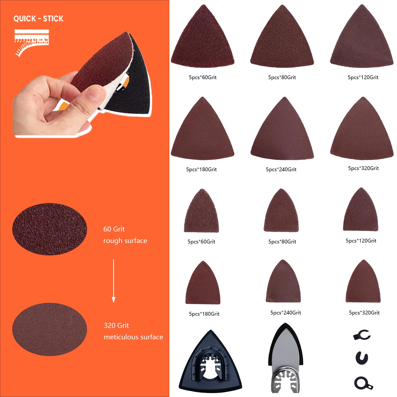86-Piece Oscillating Tool Blade Kit - Multi-Tool Blades With Sandpaper & Adapters