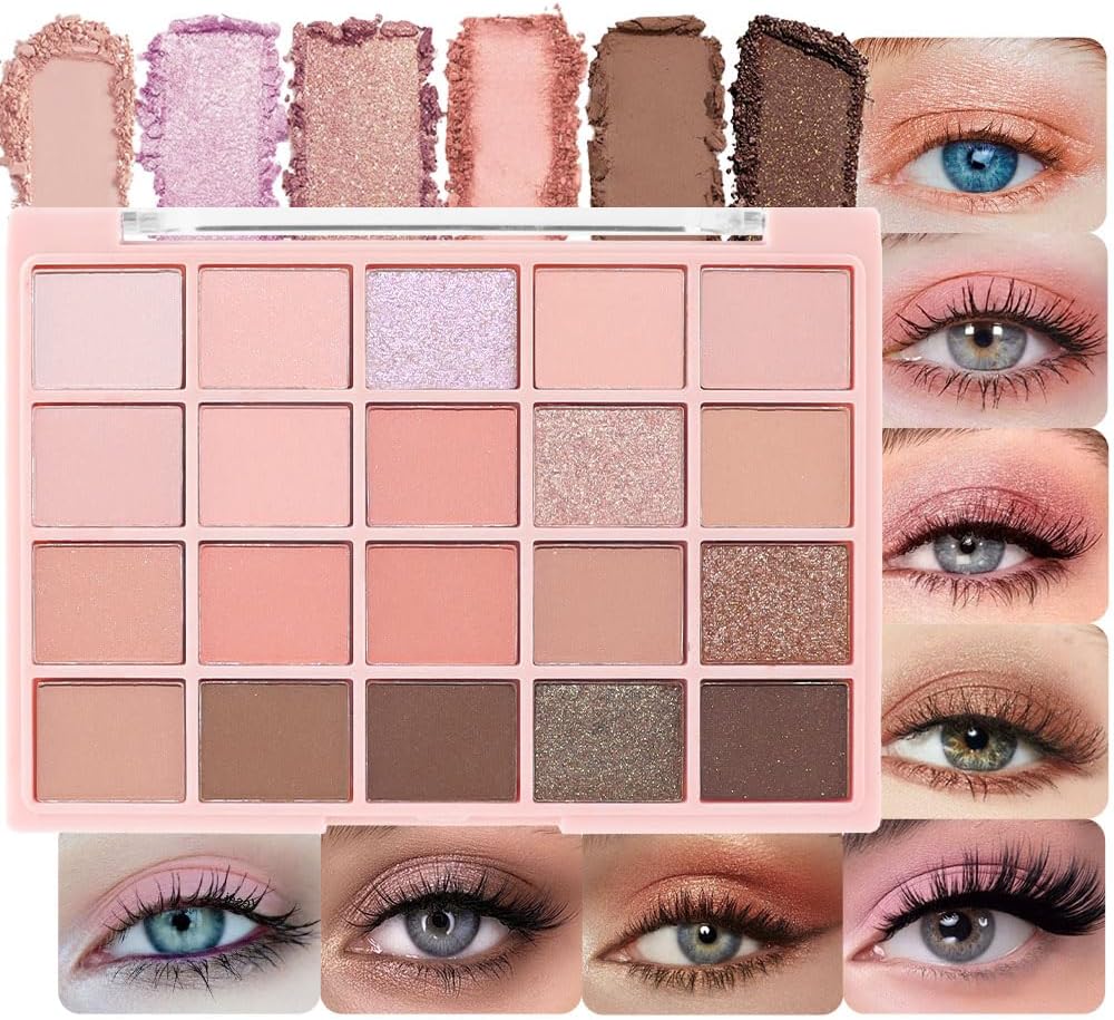 CAKAILA 20Colors Nude Pink Brown Basics Matte Eyeshadow Palette,Eye Shadow Travel Makeup Palette all in one Long Lasting Waterproof,Great for Travel Gift Kit
