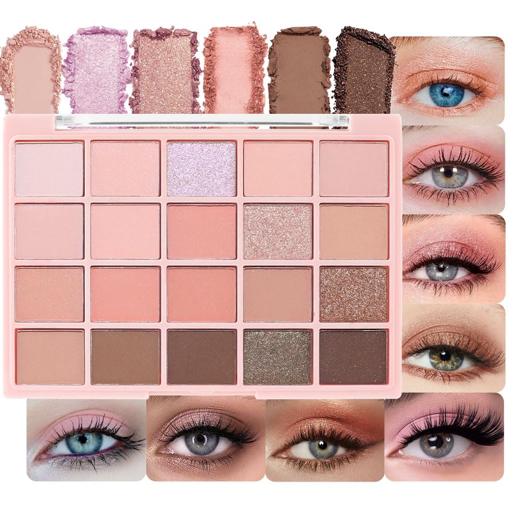 CAKAILA 20Colors Nude Pink Brown Basics Matte Eyeshadow Palette,Eye Shadow Travel Makeup Palette all in one Long Lasting Waterproof,Great for Travel Gift Kit