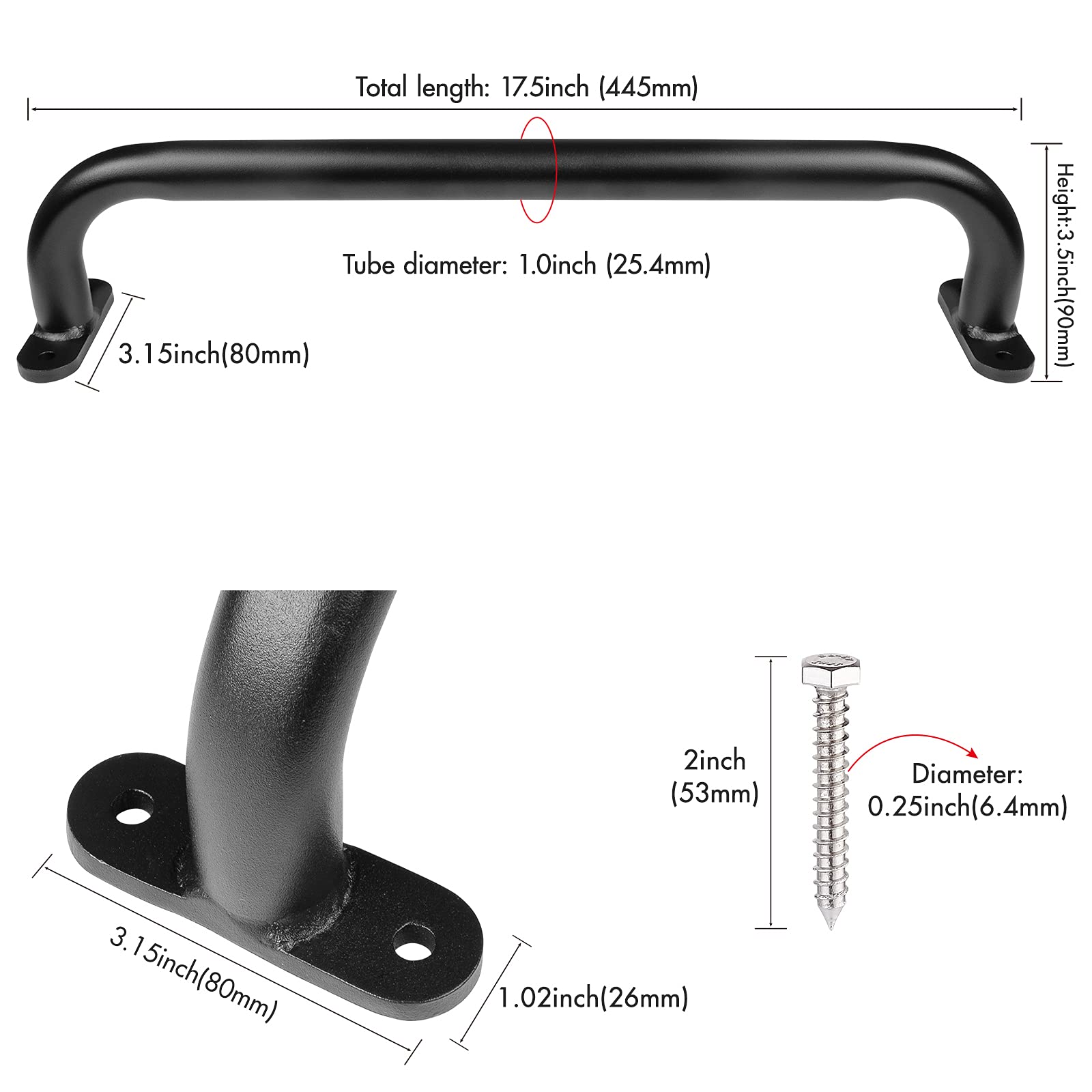 Purife 17.5 Inch Black Playground Handles Set of 2 Playset Safety