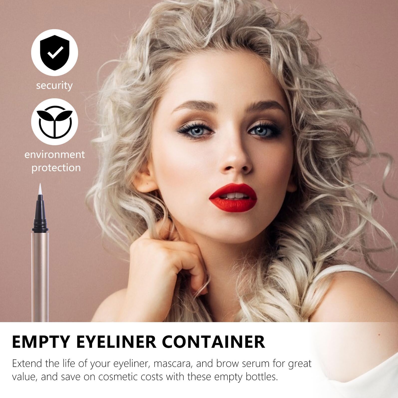 FRCOLOR Set 5 Pezzi Tubetti Eyeliner Vuoti da 1ml in Plastica Oro Ricaricabili Leggere e Portatili per Negozi Cosmetici