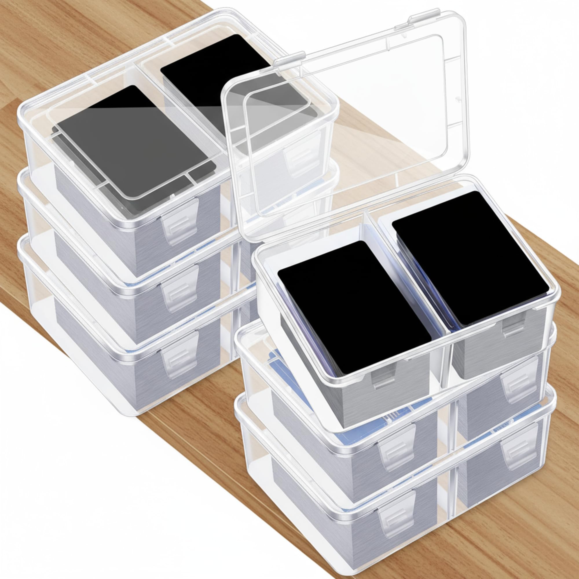 Vicenpal 300 Card Storage Box Compatible with Mtg TCG Clear Plastic Trading Card