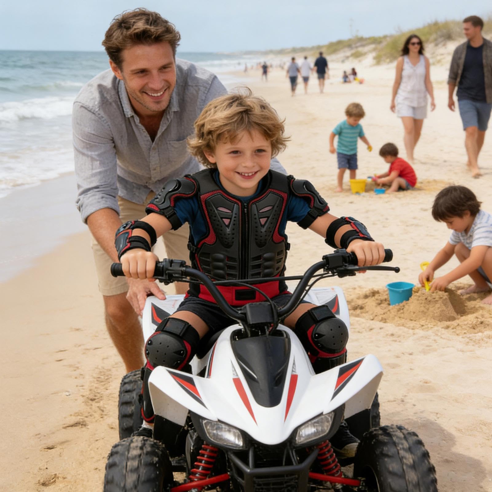 Ropa de moto para niños, 50 x 30 x 10 cm, 5 piezas, juego de equipo de protección deportivo ajustable, protección para el pecho para ciclismo con niñas