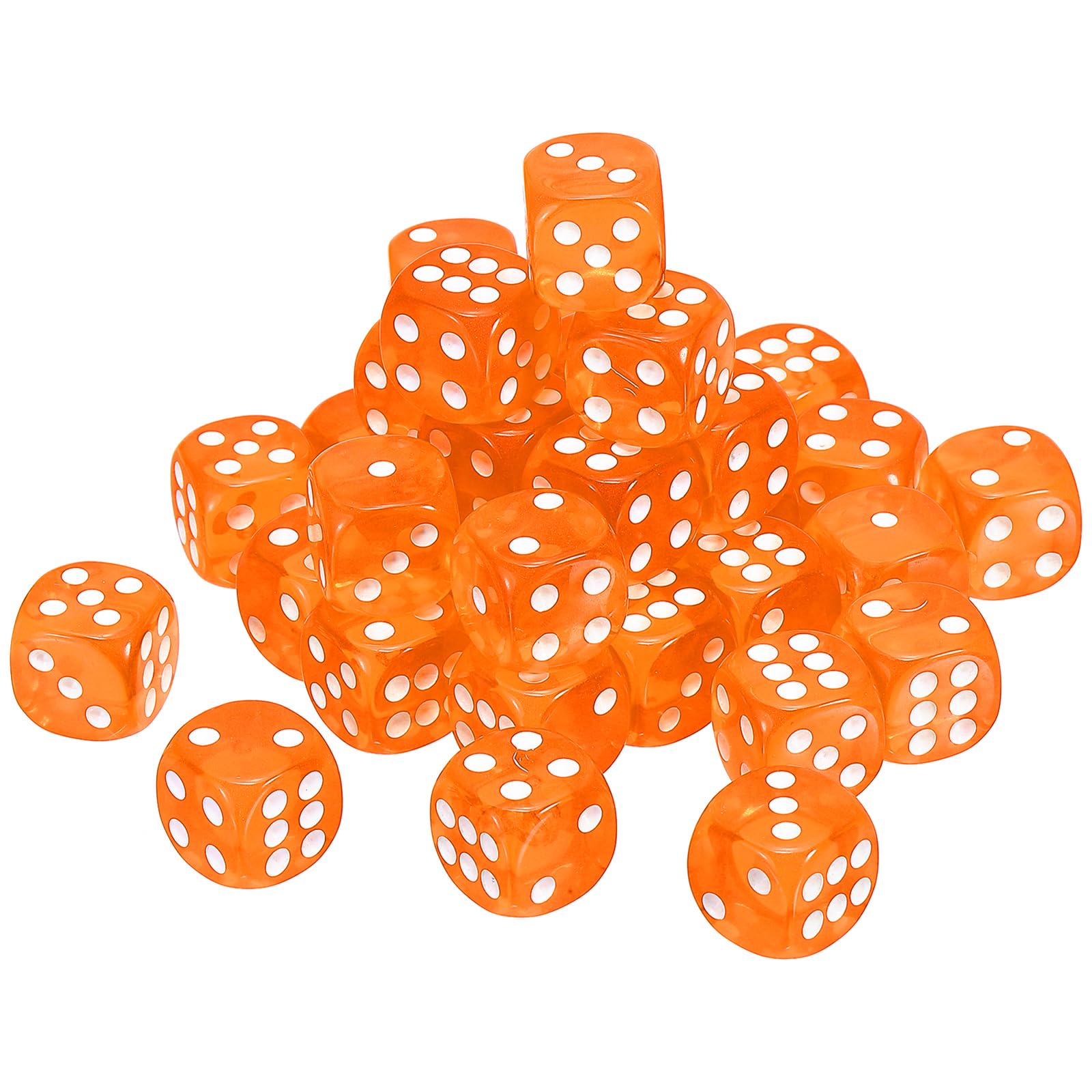 sourcing map 40Pcs 6 Sided Acrylic Dice, 16mm Game Dice Orange