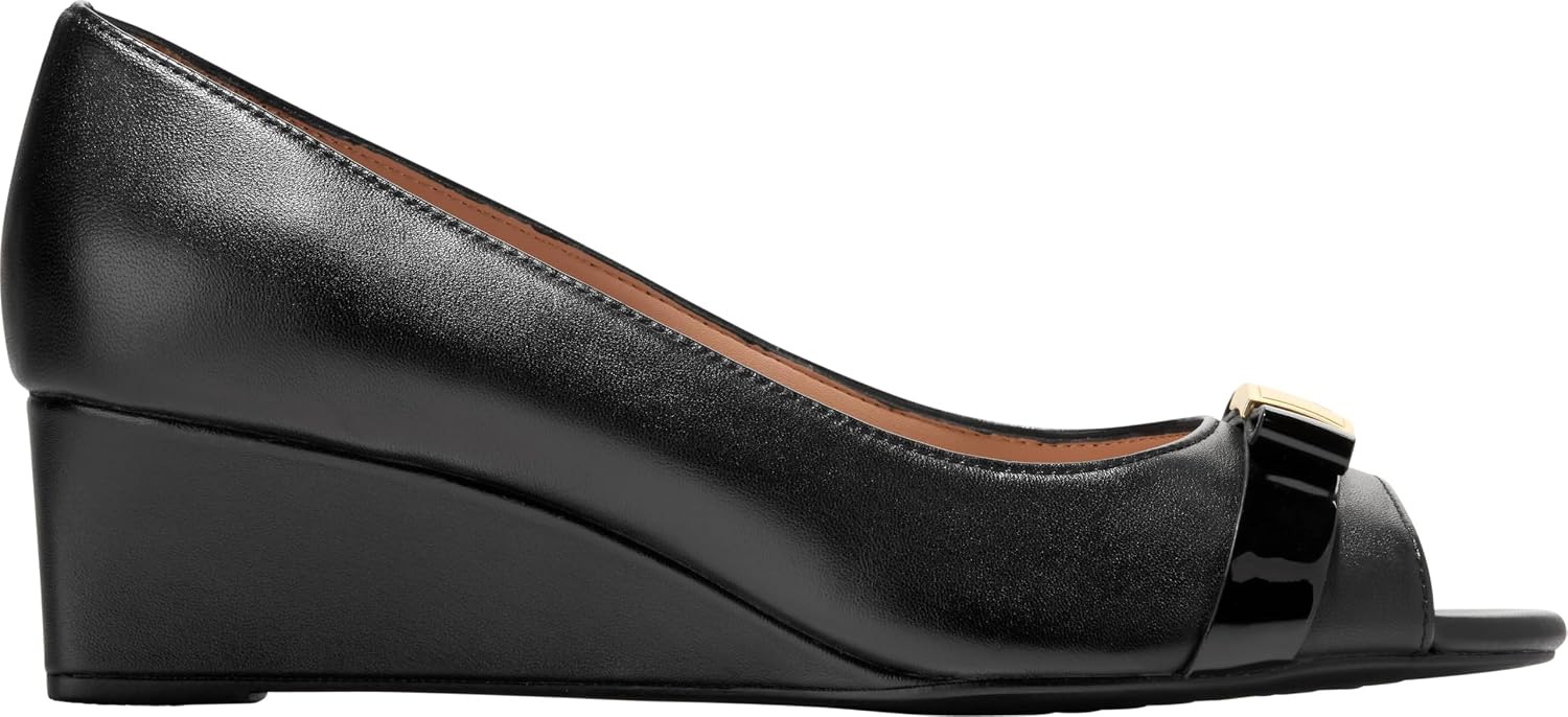 Cole Haan Women's Go-to Malta Peep Toe Bow Wedge