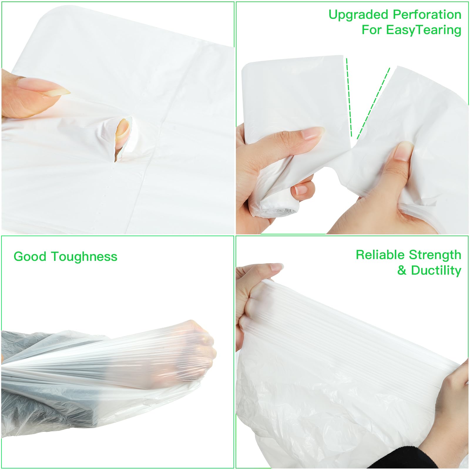 Bolsas de basura medianas compostables de 8 galones, 100 unidades, color blanco transparente, sin perfume, biodegradables, gruesas, resistentes, compactadoras, para baño, baño Inwaysin
