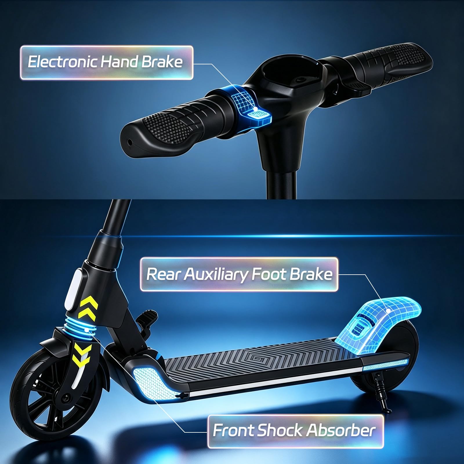 Trottinette Électrique pour Enfants, Moteur 200 W, 3 Vitesses 20 km/h, Batterie 25,2 V 5,2 Ah, Autonomie 8‑13 km, Écran LED, Charge 60 kg, Trottinette Pliable Adaptée Aux Adolescents