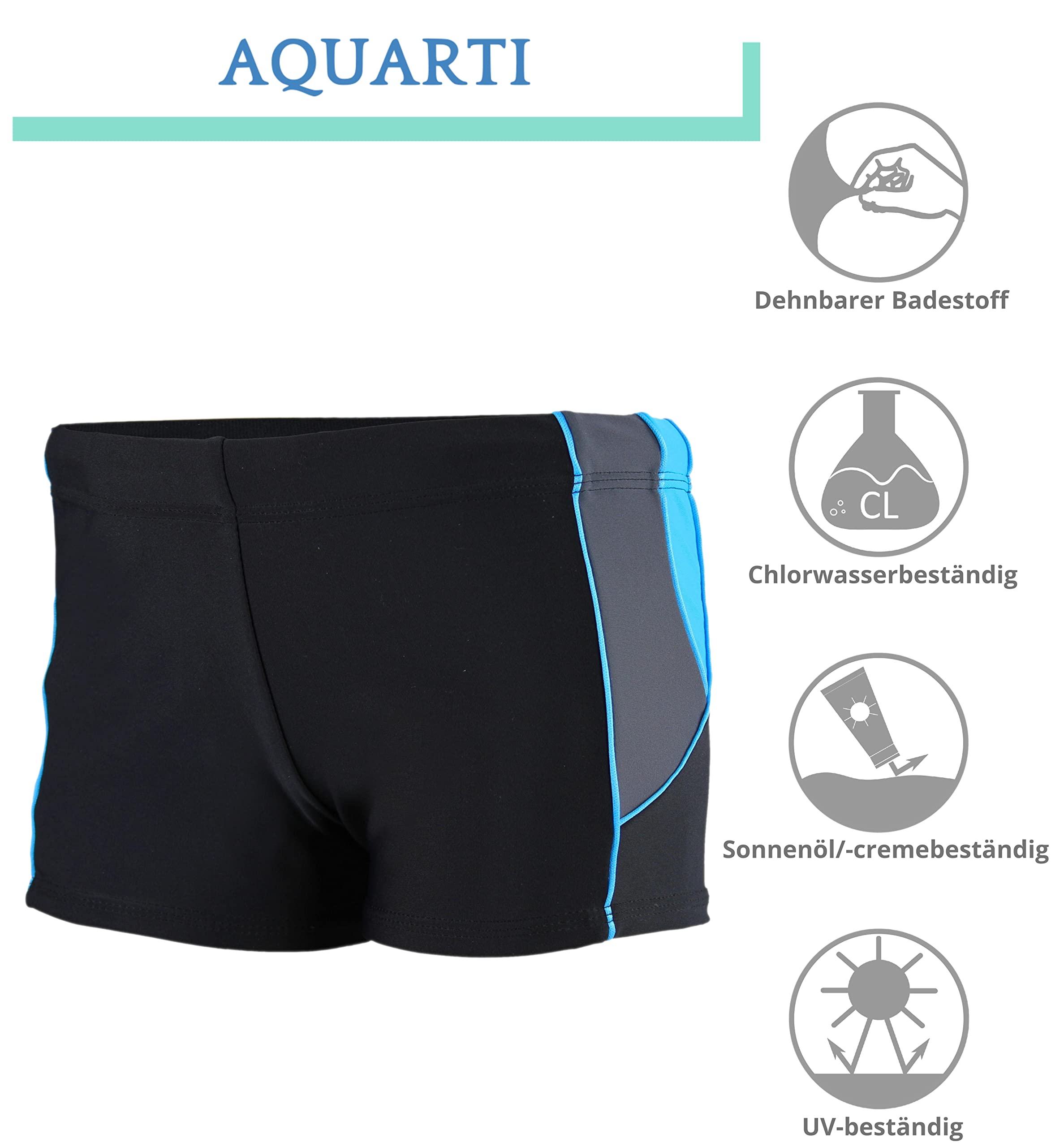Aquarti Maillot de Bain Garçon – Short de Bain Séchage Rapide avec Bandes Latérales Contrastées