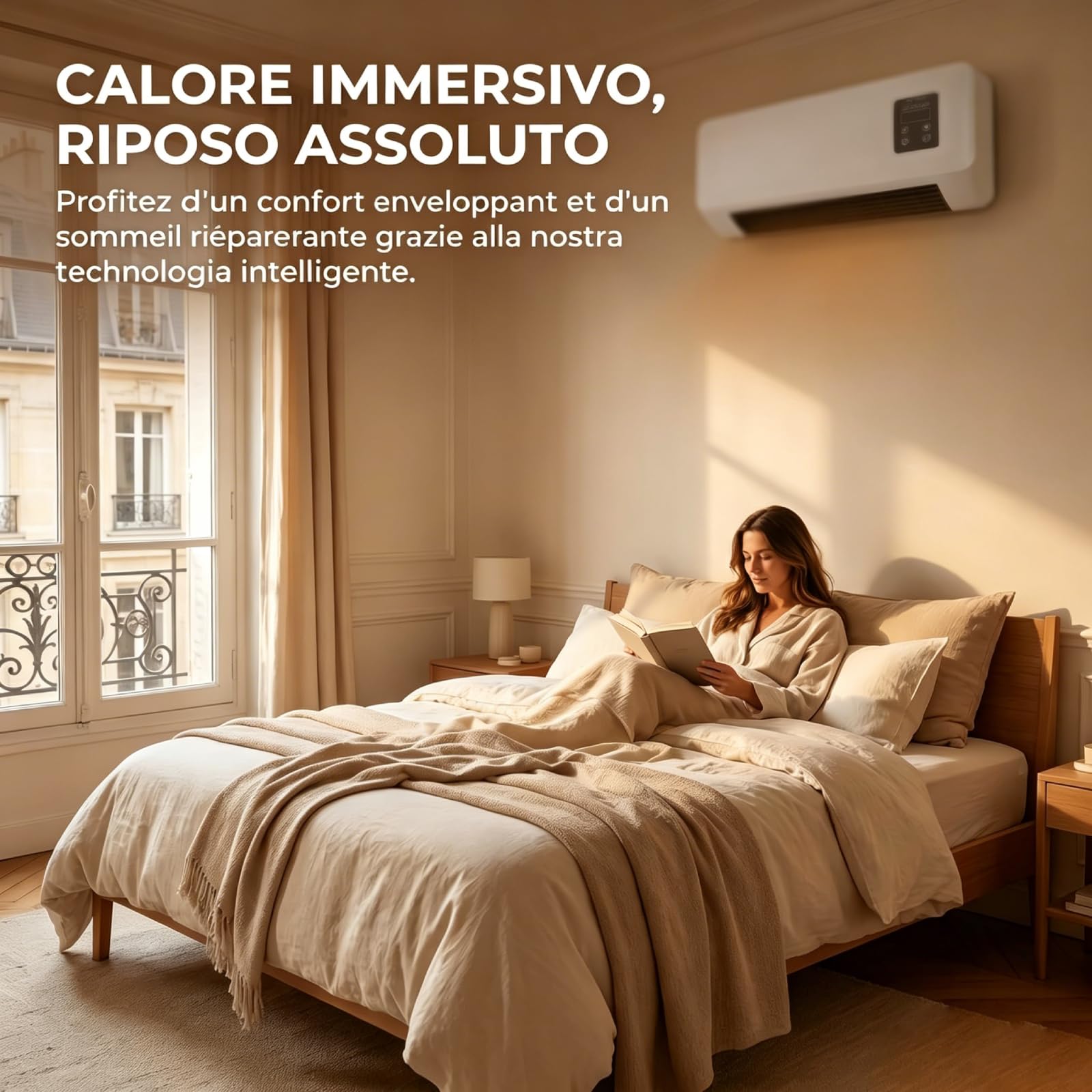 KESOTO Condizionatore Portatile, Sistema di Climatizzazione Reversibile, con Timer Intelligente da 8 Ore, con Funzione di Vento Naturale, Condizionatori da Parete per Uso Domestico e Ufficio