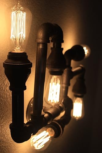 Miniatura 2 de Industrial Lighting - Black Pipe Flush mount ceiling light, Steampunk Chandelier shown with Vintage Edison Bulbs - Unique industrial pipe light
