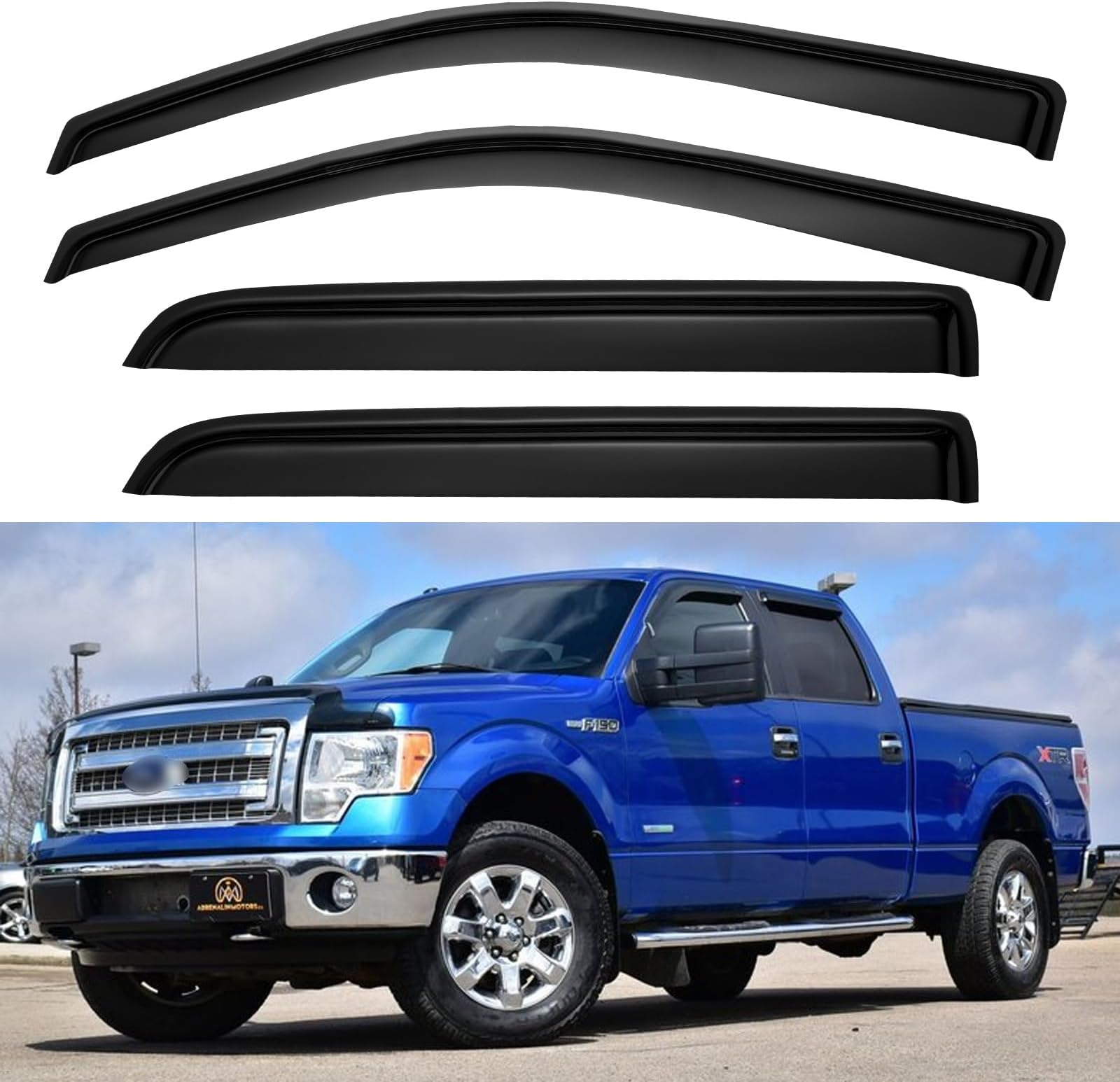 Window Rain Guards for 2009-2014 Ford F150 SuperCrew Cab, Window Wind Deflectors Vent Visors Shades for 09-14 F-150 Crew Cab