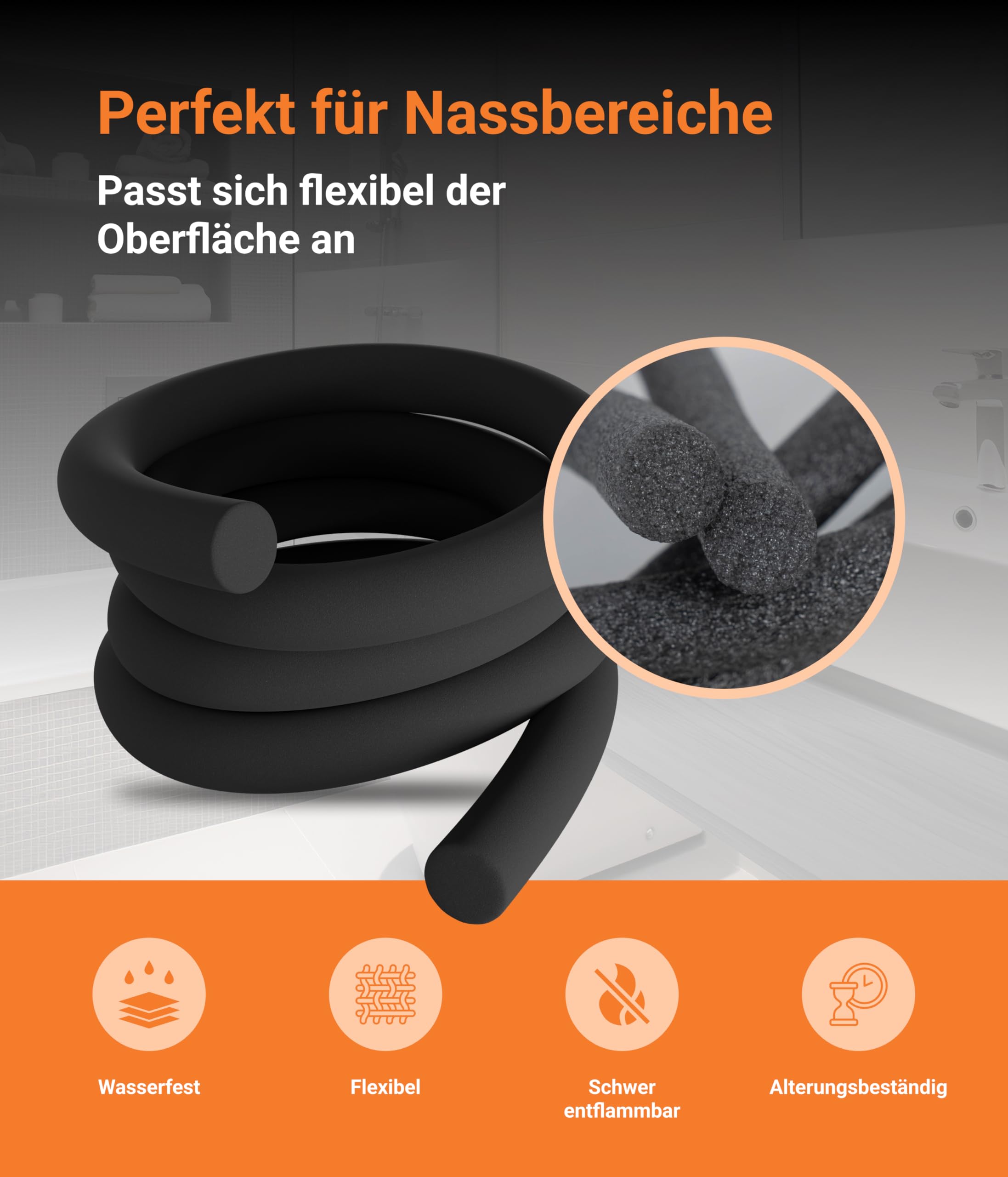 Dichtungen 15m PE Rundschnur Ø 6-50 mm – Perfekte Fugen: Wasserfest, Alterungsbeständig, Schwer Entflammbar – Universell einsetzbar für Innen und Außen – Made in Germany
