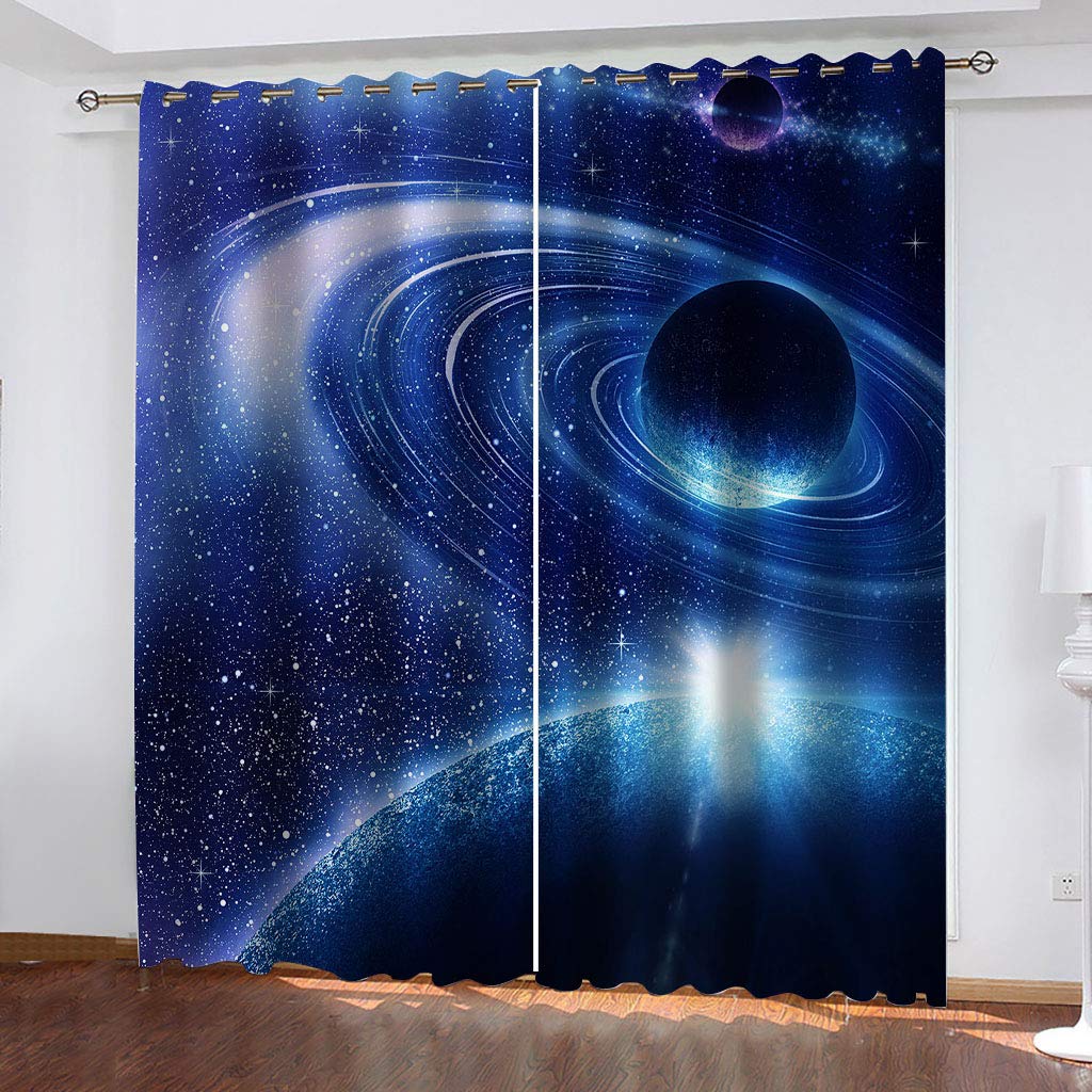 Rideaux Et Draperies Intérieurs 3D Ciel Bleu Nuage Blanc Vue Mer Motif Rideau Occultant À Oeillets Decoration Salon Chambre Maison pour Enfant Adulte 2 Pièces 280x160Cm Design Moderne Imprimé