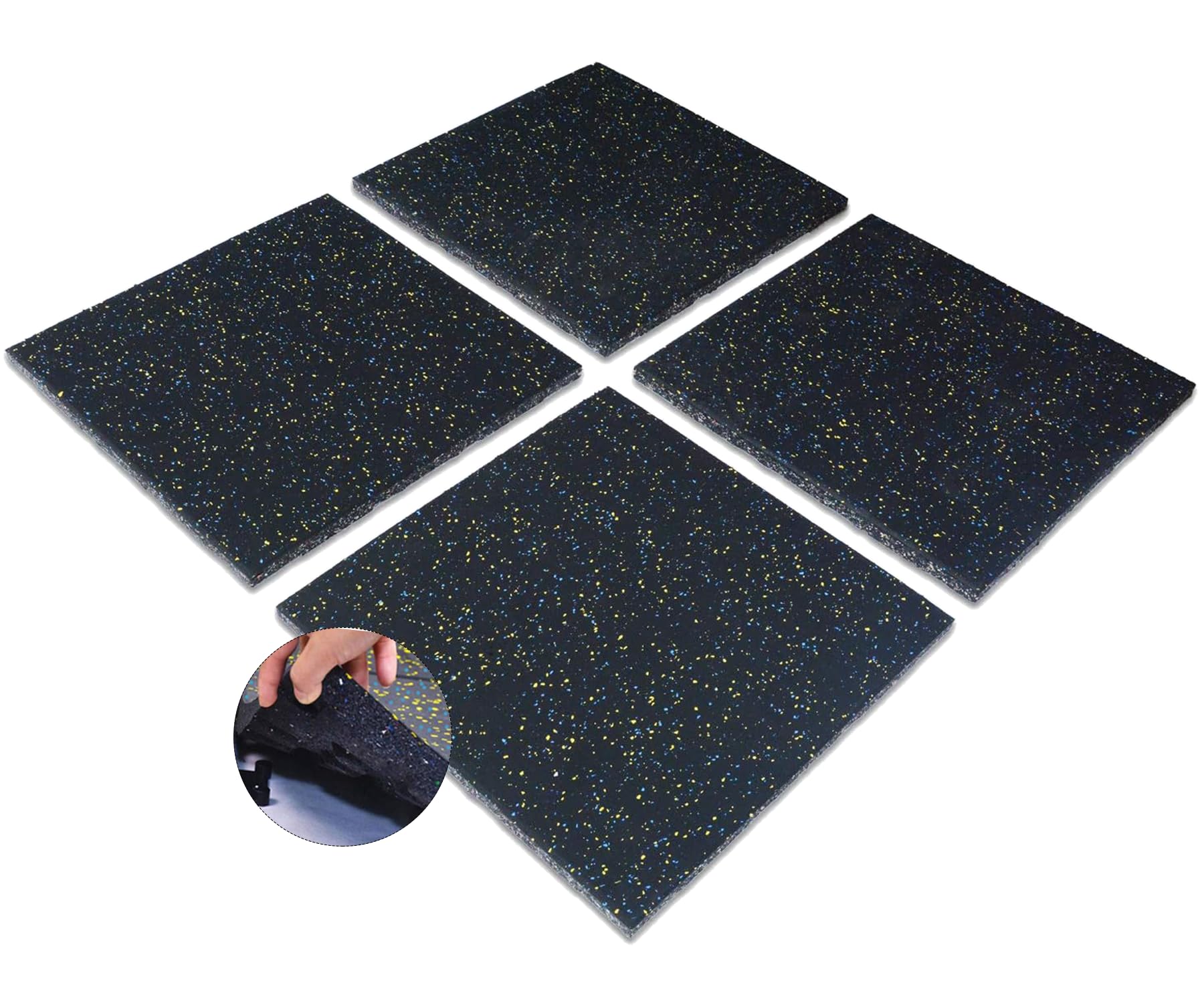 MYOYAY Rubber Exercise Mats - 4 Pack, Anti-Slip & Shock Absorbing -9 MYOYAY Rubber Exercise Mats - 4 Pack, Anti-Slip & Shock Absorbing -9