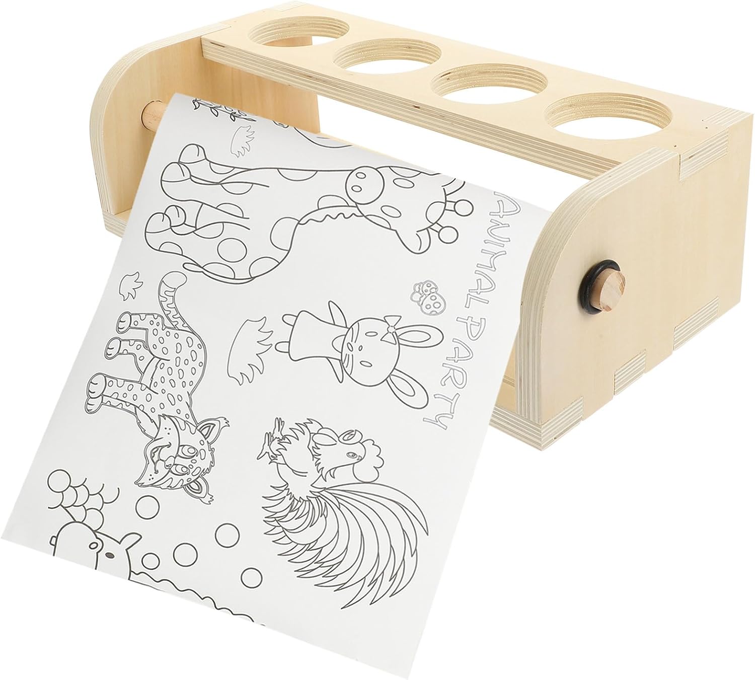 Wooden Painting Paper Roll Stand with Pen Storage Art Easel Desk Organizer for Drawing Sketching Crafting Tabletops and Flat Surfaces