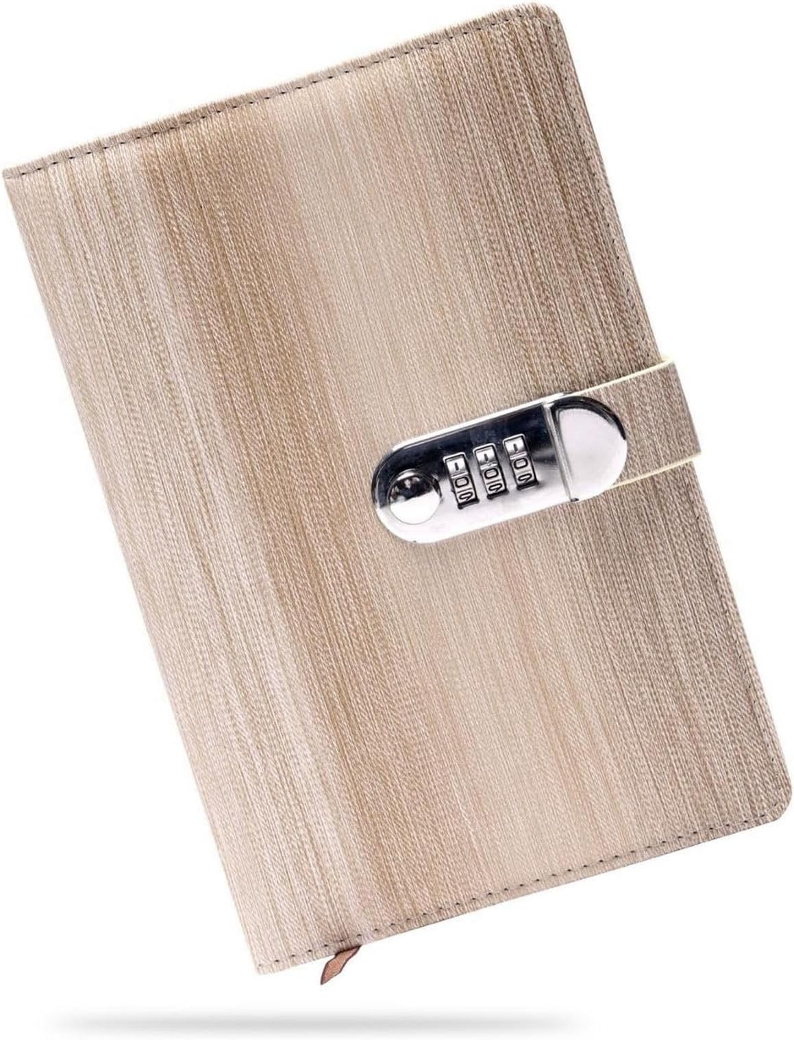 A5 Password Lock Diary – 192 Pages PU Leather Journal with 3-Digit Combination Lock, Pen Holder, Bookmark & Card Pocket – Personal Writing Notebook for Men & Women