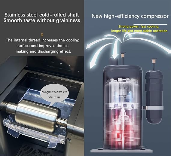 Snowflake Ice Machine 280W – Fast Shaved Maker with Food-Grade Stainless Steel, 1-Min Cooling, Automatic Cleaning, Bingsu Snow Cone Slushie for Home, Party & Dessert Shop