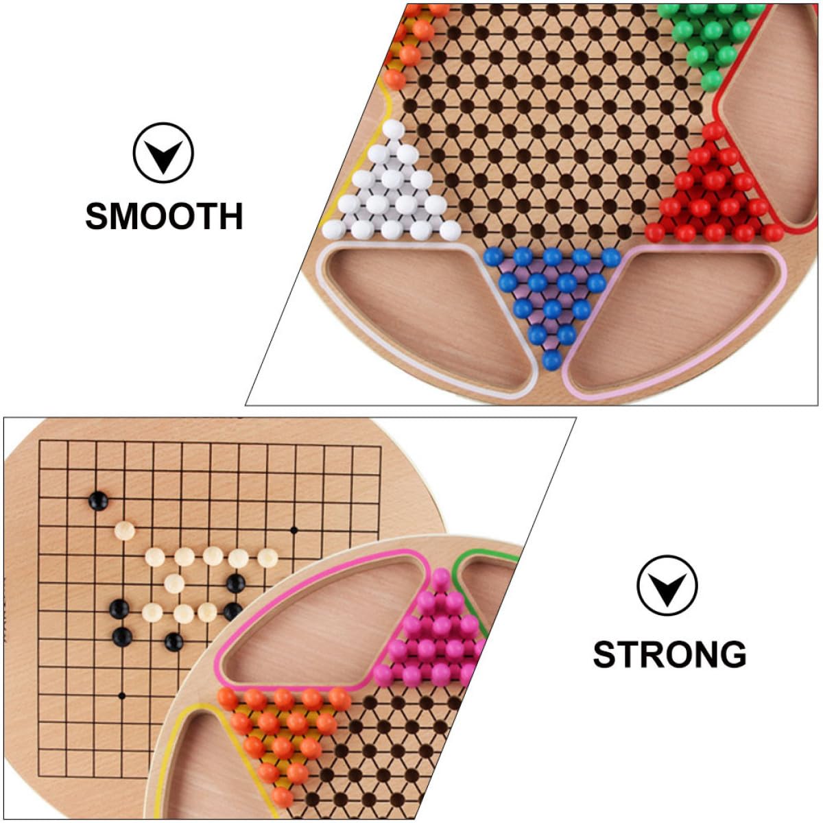 BESPORTBLE Jouet Deux Bois Marron Surface Lisse pour Garçon et Filles, Jeu de Dames Chinoises de Bureau Éducatif pour Apprentissage et Divertissement