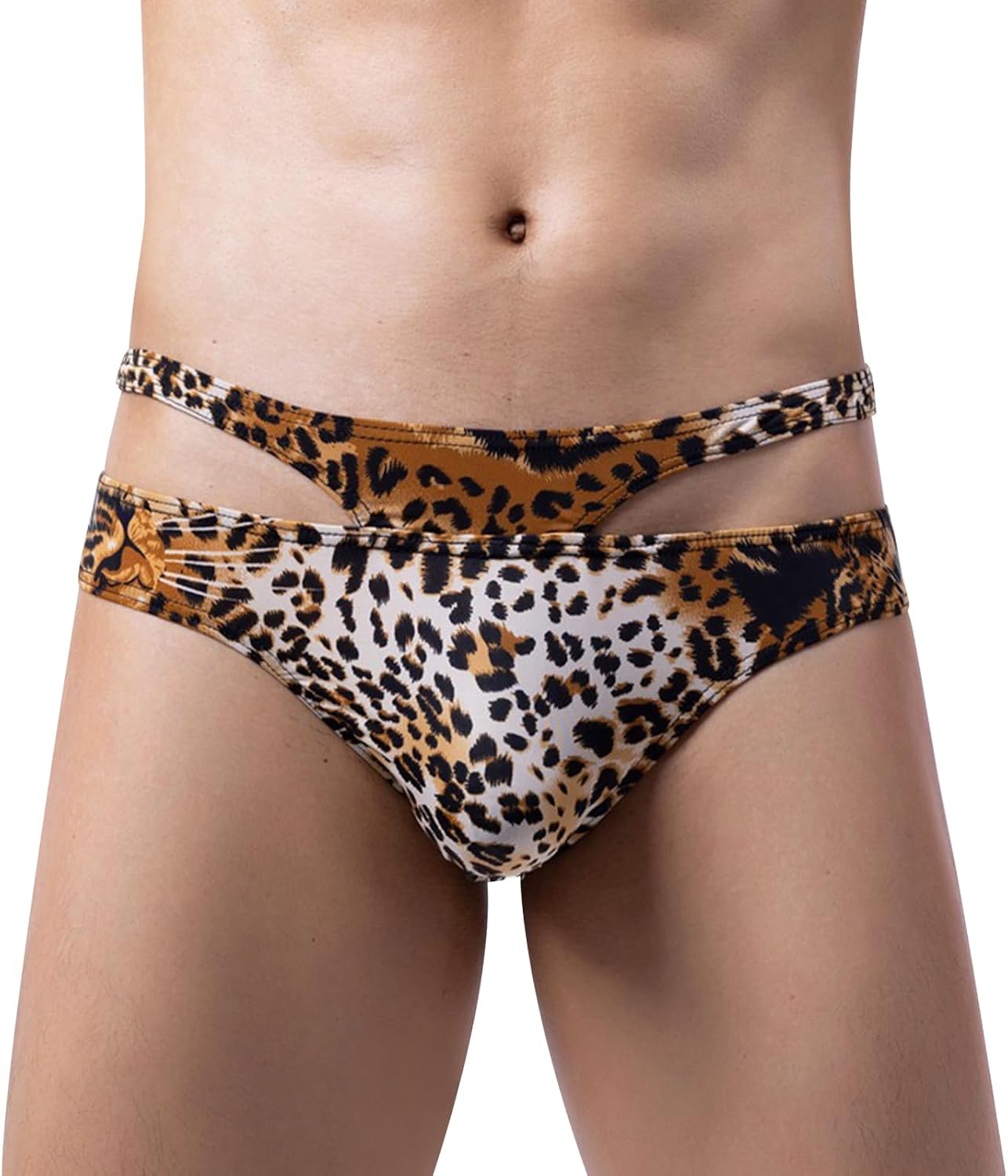 Mens Double Waist Underwear Sexy Animal Print Briefs