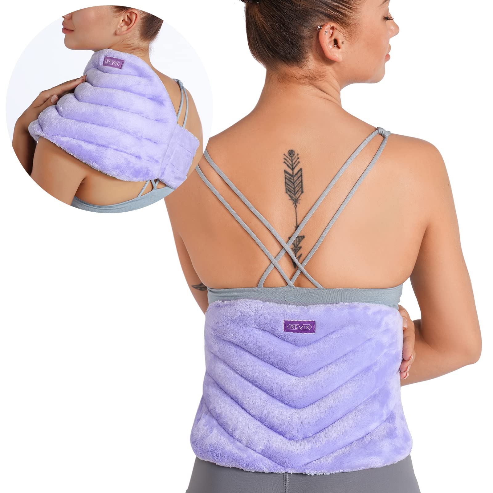 REVIX Microwave Heating Pad for Back Pain and Cramps Relief with Moist Heat, Extra Large Microwavable Heated Wrap for Lumbar, Waist, Stomach, Shoulder and Neck Hot or Cold Pack, Reusable, Portable