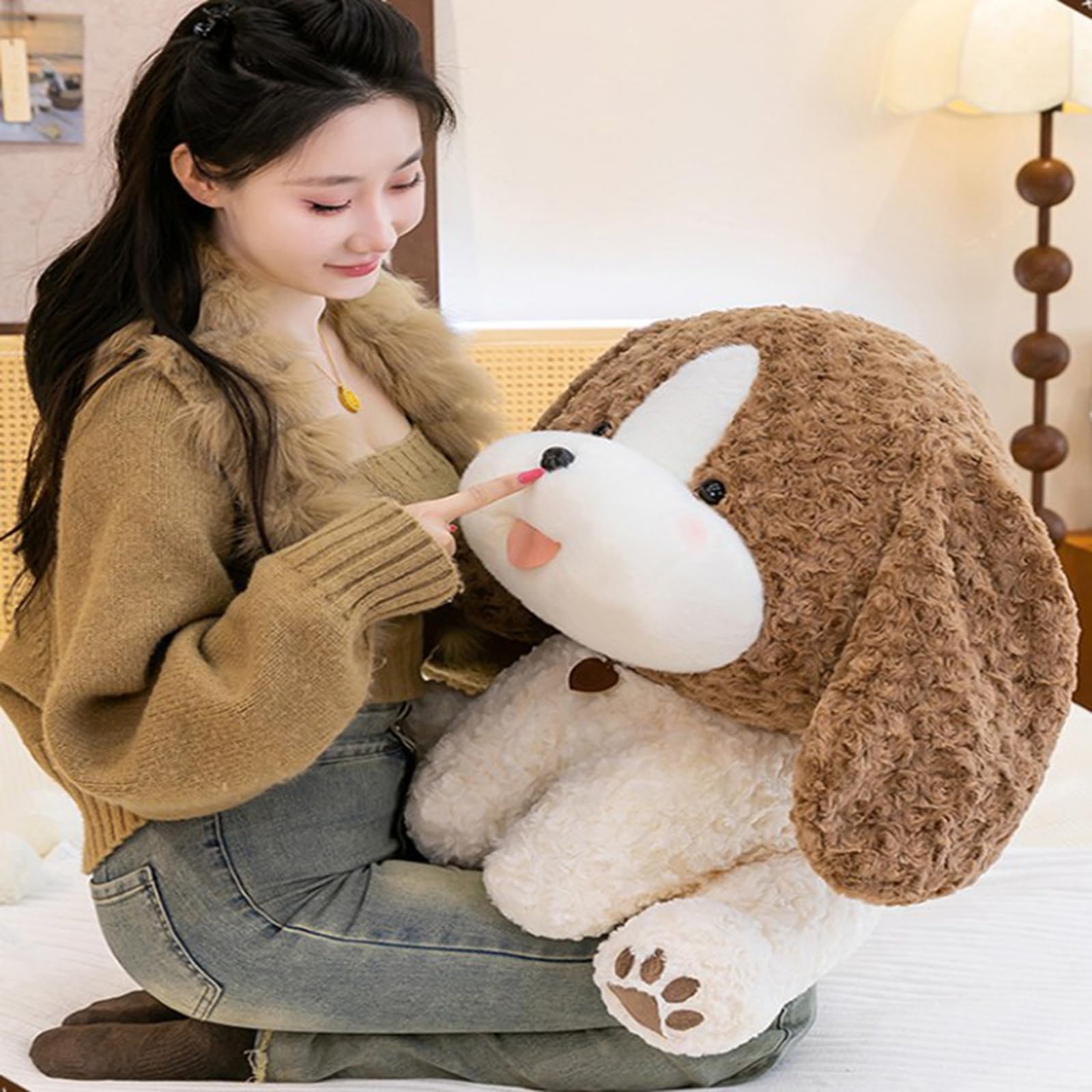 Hund Kuscheltier,Sitzhaltung Puppy Stuffed Plüschtier,Weich Hund Plüschtier Stofftier,Plüschfigur Geschenke für Mädchen und Jungen Erwachsen (55cm)