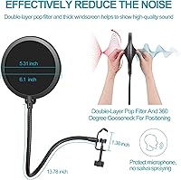 Vista 4 de Brazo de brazo, brazo de micrófono ajustable con 2 clips y filtro pop, escritorio con soporte de micrófono con adaptador de 3/8 a 5/8 pulgadas
