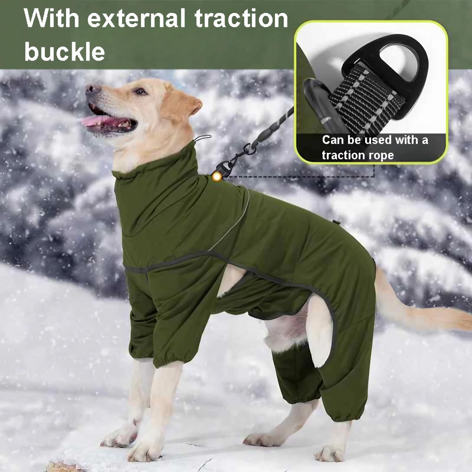 Warm Gemütlich Hundekleidung, Wasserdicht Hundemantel mit Beinen, Hundebademantel mit Beinen, Hundemantel Fleece, mit Hundeleinen-Clip, für Kleine Mittelgroße und Große Haustiere(Green,XXL)
